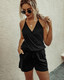 Button Sleeveless Spaghetti Strap Cami Romper-48586