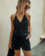 Button Sleeveless Spaghetti Strap Cami Romper-48586