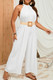 Plus Solid Sleeveless Halter Wide Leg Jumpsuit-48221