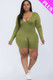 Plus V-neck Long Sleeve Bodycon Romper-40770