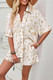 Allover Print Elastic Shorts Two Pieces Button Set-48791 Allover Print Elastic Shorts Two Pieces Button Set-48791