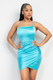 Overlapping Hem Shirred Satin Dress-47816