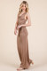 Cowl Neck Cross Back Shirring Maxi Dress-47310