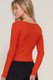 Long slv sweetheart neck seam detail knit top-44614