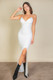 Eyelash Lace Trim Split Thigh Cami Dress-52326