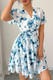 Floral V Neck Ruffle Sleeve Tie Belt Dress-49863