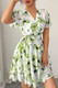Floral V Neck Ruffle Sleeve Tie Belt Dress-49863