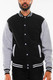 Mens Fleece Snap Button Varsity Jacket-45443