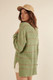 Striped Rib-knit Oversized Pocket Sweater-43341