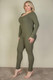 Plus Size Ribbed Scoop Neck Long Sleeve Jumpsuit-43309