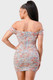 Floral Print Mesh Sweetheart Ruffled Off Shoulder Ruched Mini Dress-43721 Floral Print Mesh Sweetheart Ruffled Off Shoulder Ruched Mini Dress-43721