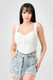 Crinkle Stretch Knit Sweetheart Hooked Bustier Cropped Top-43719