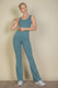 Solid Flare Leg Sports Jumpsuit-52335