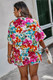 Plus Size Floral Print Open Front Shorts Sets-50631