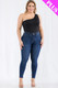 Plus size one shoulder solid casual bodysuit-45026