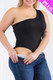 Plus size one shoulder solid casual bodysuit-45026