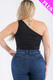 Plus size one shoulder solid casual bodysuit-45026