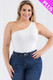Plus size one shoulder solid casual bodysuit-45033