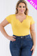 Plus Size Casual Split Neck Solid Short Sleeve Bodysuit -44697 Plus Size Casual Split Neck Solid Short Sleeve Bodysuit -44697