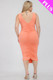 Plus Size Square Neck Ruched Bodycon Midi Dress-44068