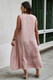 Solid Plus Notched Neck Wrap Sleeveless Loose Dress-49364