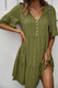 V Neck Button Up Solid Dress-49358