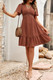 Swiss Dot Cutout Ruffle V Neck Puff Sleeve Dress-49306 Swiss Dot Cutout Ruffle V Neck Puff Sleeve Dress-49306