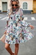 Ruffle Neck Abstract Print Long Sleeve Tiered Dress-49246 Ruffle Neck Abstract Print Long Sleeve Tiered Dress-49246