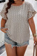 Round Neck Allover Print Ruffle Sleeves Loose Top-50598