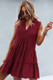 Solid V Neck Flat Collar Tiered Shift Dress-49074