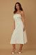 Flower Lining Linen Pattern Strapless Dress           -48859