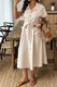 Plus Solid Button Down Straight Belted Shirt Dress-49277