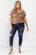 Plus Floral Chiffon Ruched Smocked Off-the-shoulder Top-41990 Plus Floral Chiffon Ruched Smocked Off-the-shoulder Top-41990