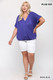 Solid Viscose Knit Surplice Top With Ruffle Sleeve-40220 Solid Viscose Knit Surplice Top With Ruffle Sleeve-40220