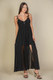 Plunge Neck Split Thigh Mesh Maxi Dress-44039