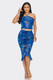 Tropical Waters Print Mesh Ruffle Halter Skirt Set-44015