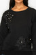 Faux Pearl Beaded Floral Patch Crewneck Sweatshirt-54050