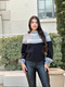 Neutral Color Block Knit Pull Out Sweater             -54373