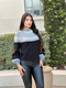 Neutral Color Block Knit Pull Out Sweater             -54373