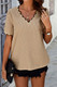 Knit Loose Fit V Neck Solid Drop Shoulder Top-50597