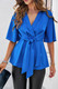 V Neck Peplum Tie Front Short Bell Sleeve Shirt-50544