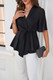 V Neck Peplum Tie Front Short Bell Sleeve Shirt-50544