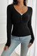 Solid Slim Fit V Neck Long Sleeve T Shirt-50538