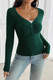 Solid Slim Fit V Neck Long Sleeve T Shirt-50538