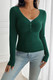 Solid Slim Fit V Neck Long Sleeve T Shirt-50538