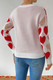 Round Neck Heart Shape Pearl Beads Knit Sweater-50641