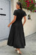 Solid V Neck Color Block Elastic Waist Dress-50595