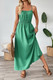 Solid Sleeveless Ruched Elactic Waist A Line Dress-50566