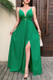 A Line Deep V Neck High Waist Split Hem Dress-50564