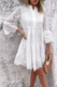 V Neck Button Flared Sleeves Hollow Out Lace Dress-50075